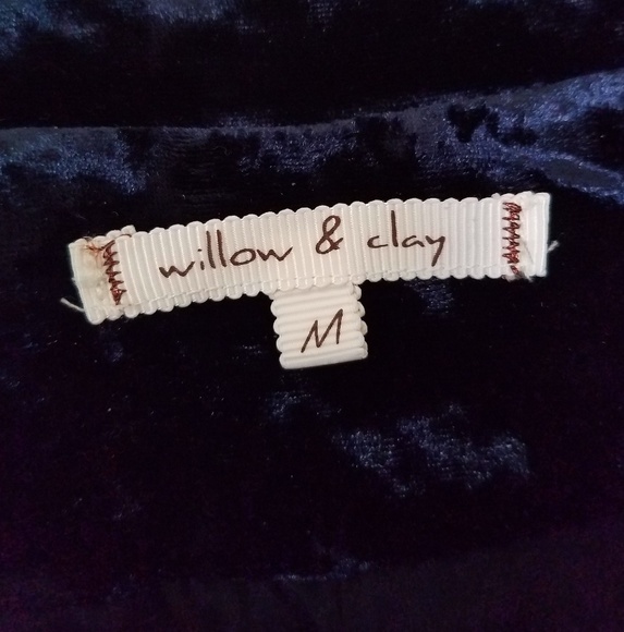 Willow & Clay Blue Velvet Moto Jacket Navy Blue M - Picture 6 of 8